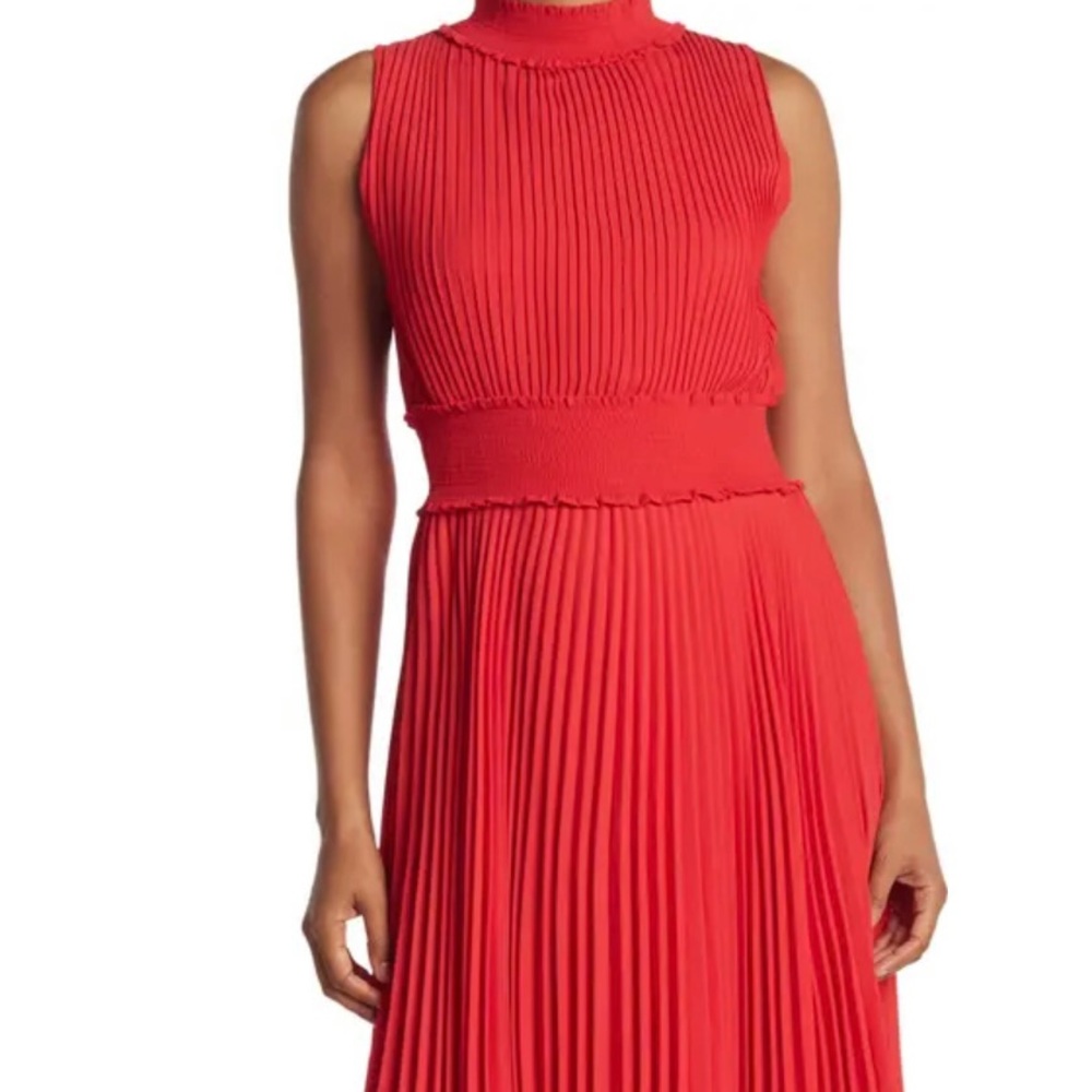 Nanette Lepore Crimson Ruby red sleeveless pleated dress. Elegant dress. Size 12